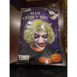 Mad Clown Wig Halloween Accessories, Green 11.75" Crazy Joker Scientist